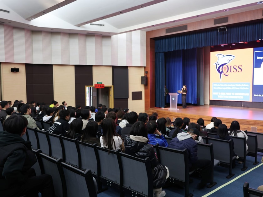 School Calendar Planning: Balancing Activities and Commitments 3 High school students seated in QISS auditorium during a college planning presentation